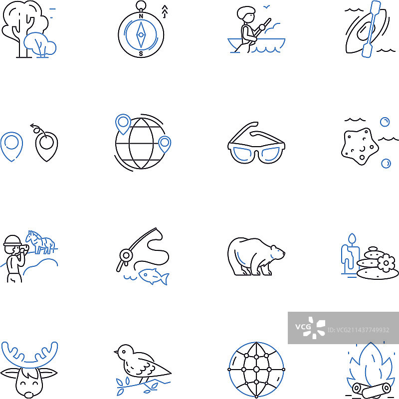 马术运动线条图标合集图片素材