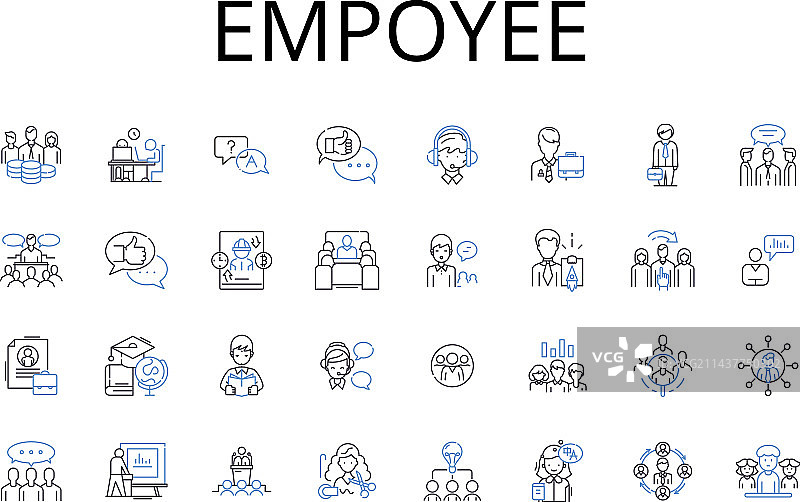 团队成员员工线条图标合集图片素材