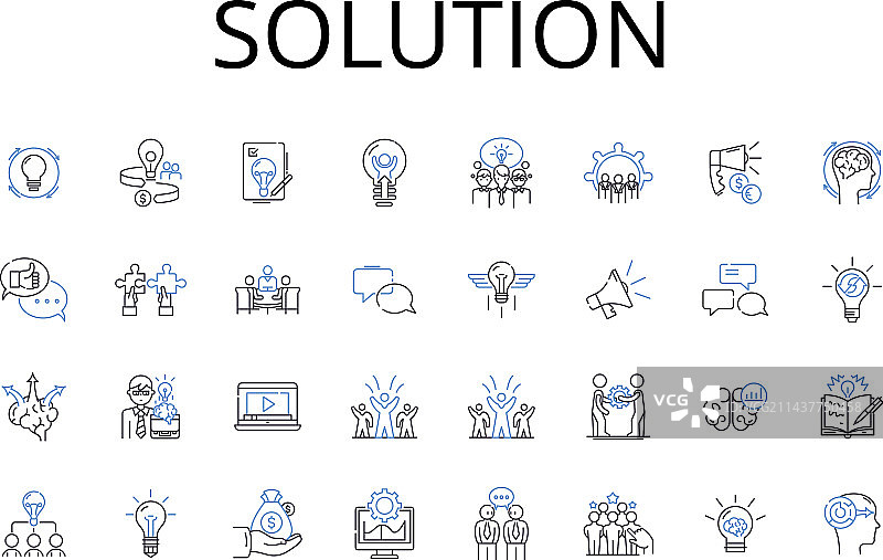 解决方案线性图标集合图片素材