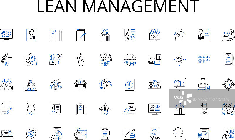 精益管理线性图标合集图片素材