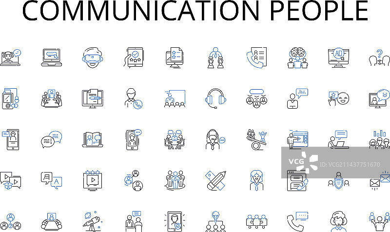 沟通人物线条图标合集图片素材