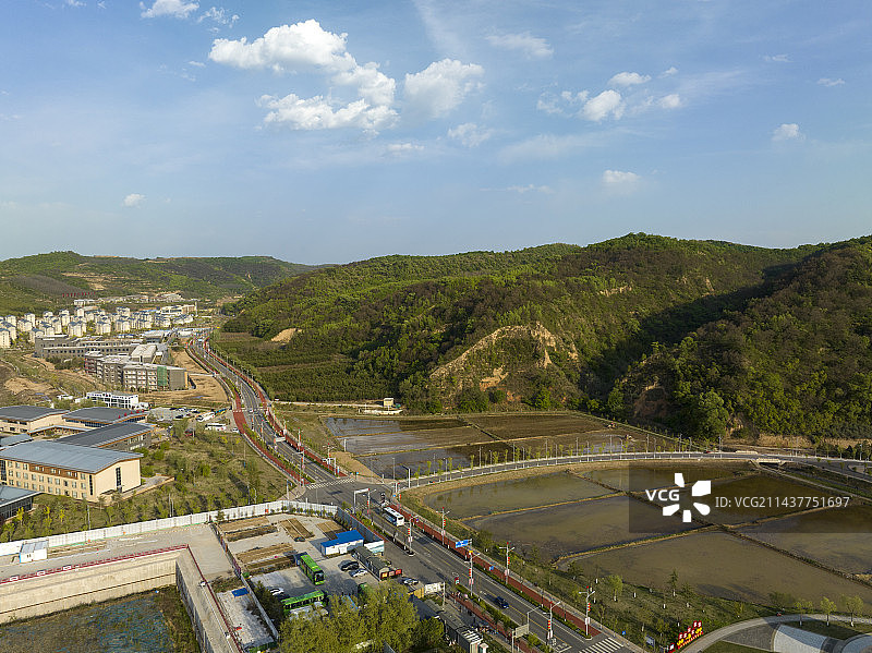 陕西省延安市南泥湾航拍图片图片素材