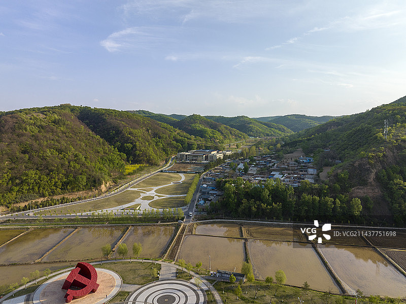 陕西省延安市南泥湾航拍图片图片素材