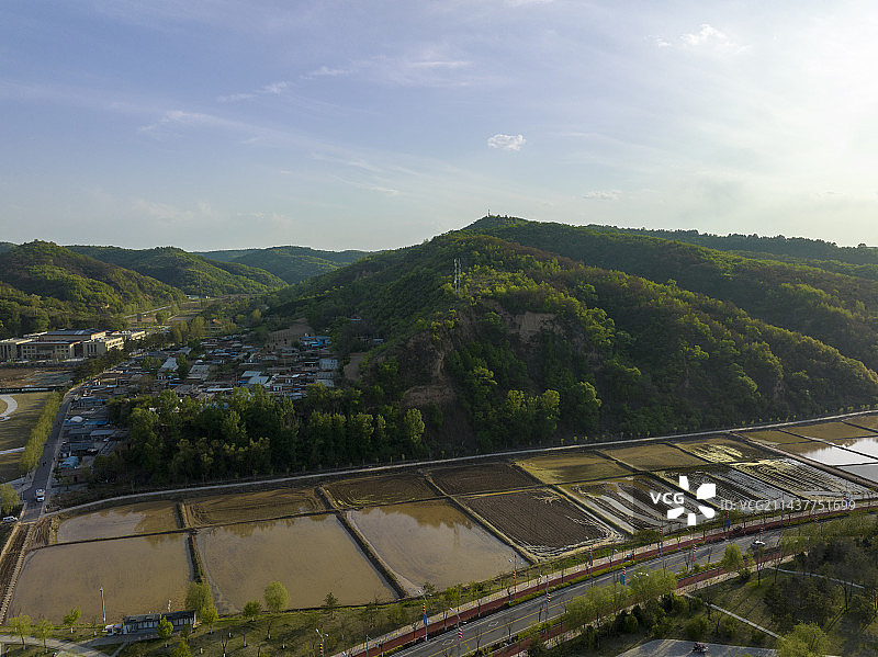 陕西省延安市南泥湾航拍图片图片素材