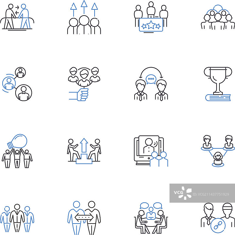 互动研讨会线性图标合集图片素材