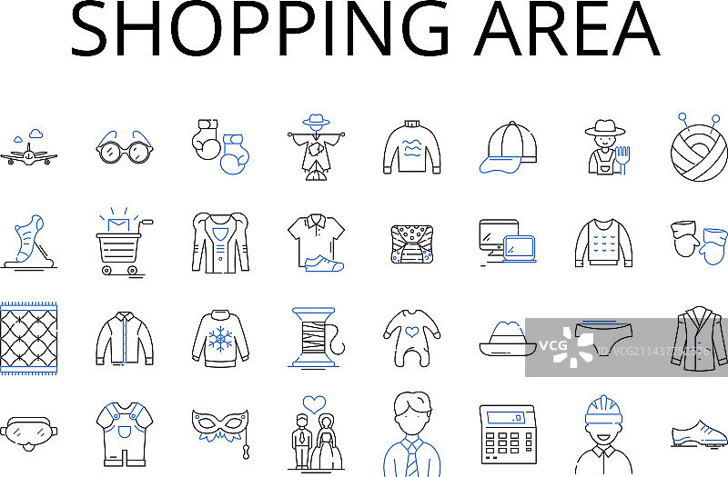 零售购物区线性图标图片素材