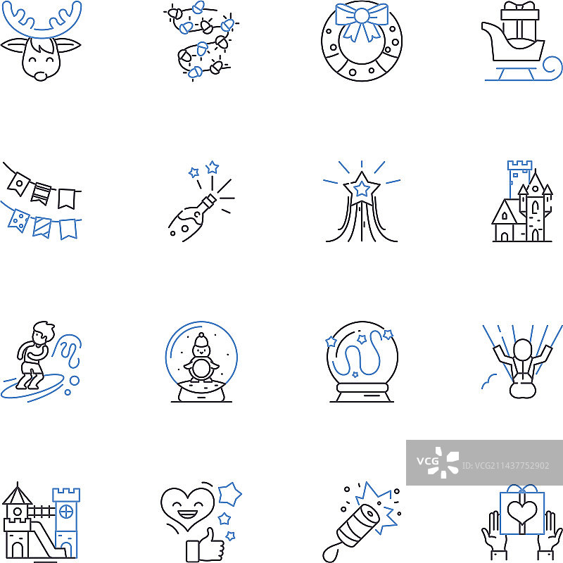 游乐场休息时间线性图标合集图片素材