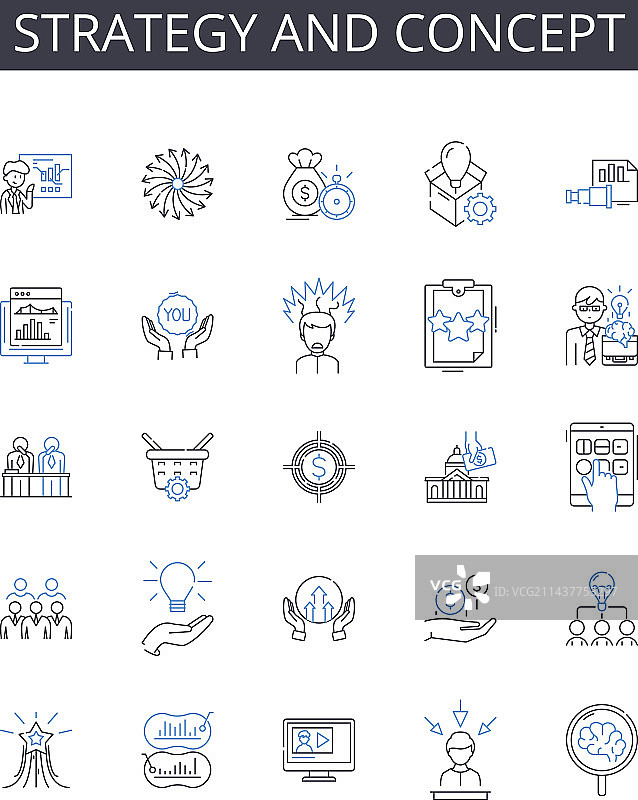 战略和概念线图标集合：团结图片素材