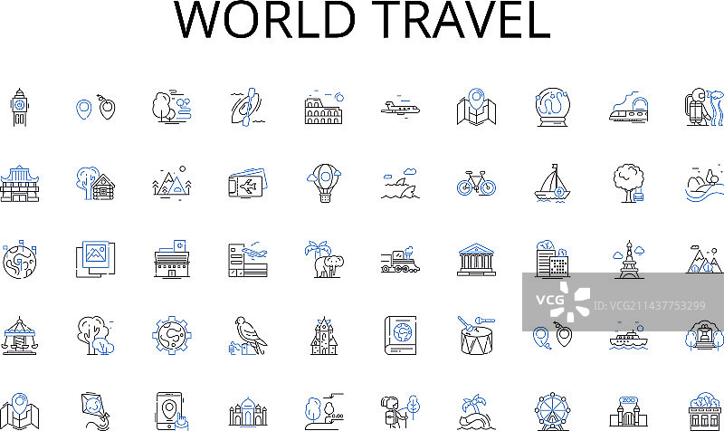 世界旅行路线图标合集图片素材