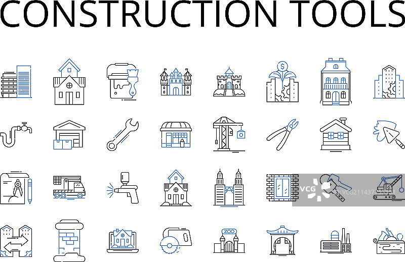 建筑工具线性图标合集图片素材