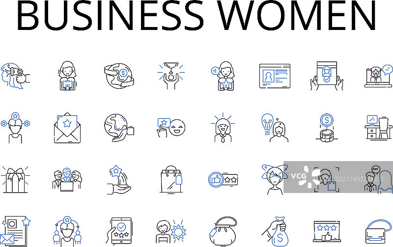 商业女性线条图标合集图片素材