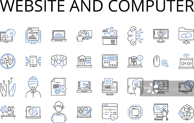 网站和计算机线性图标合集图片素材