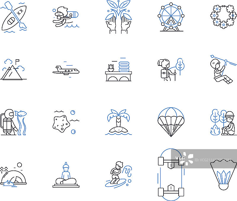 露营旅行线性图标：帐篷睡眠图片素材