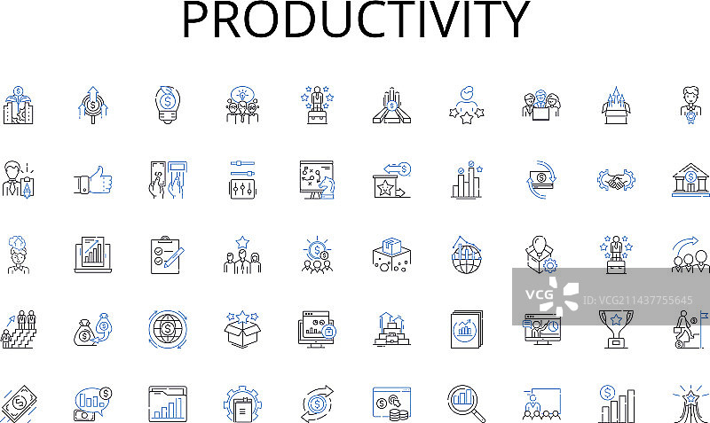 生产力线性图标集合社交移动图片素材