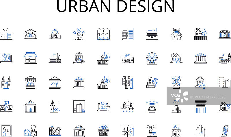 城市设计线性图标合集图片素材
