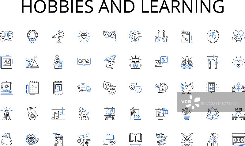 爱好与学习线性图标合集图片素材