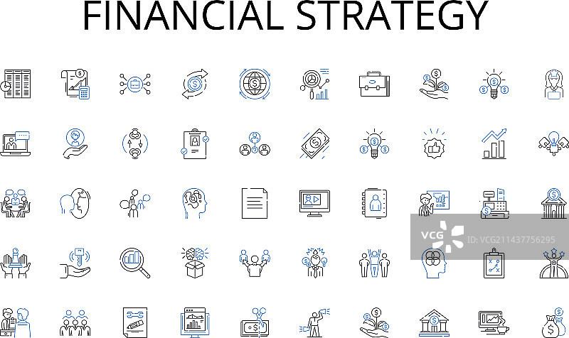 金融策略线性图标合集图片素材