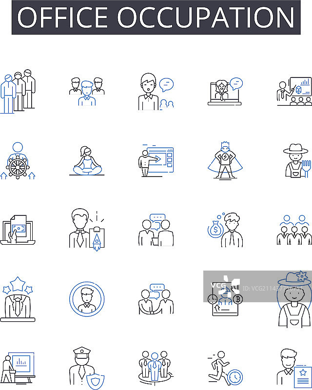办公职业线条图标合集图片素材