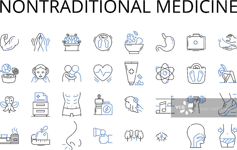 非传统医学线性图标合集图片素材
