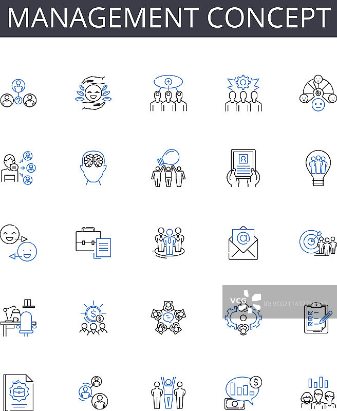 管理概念线性图标合集图片素材