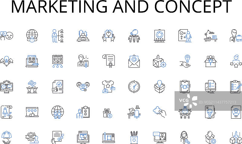 营销概念线性图标合集图片素材