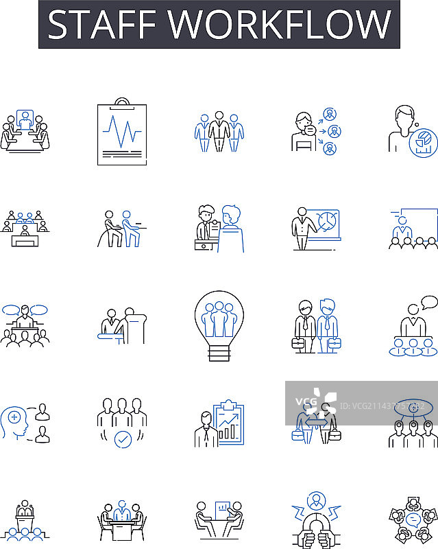 员工工作流程线性图标合集图片素材