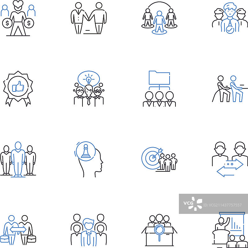 协作任务线性图标合集图片素材