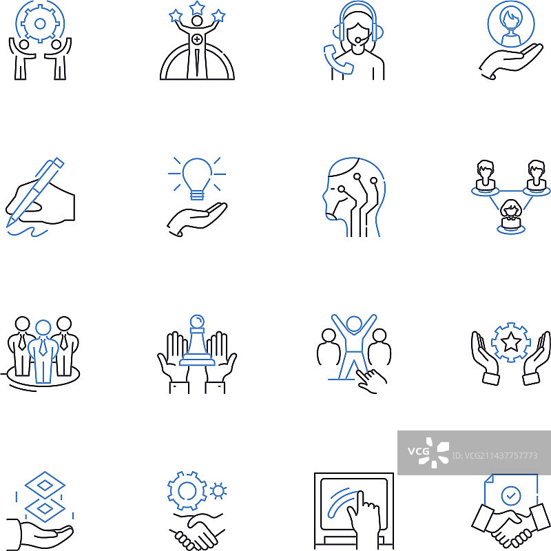 可持续性保护线条图标合集图片素材