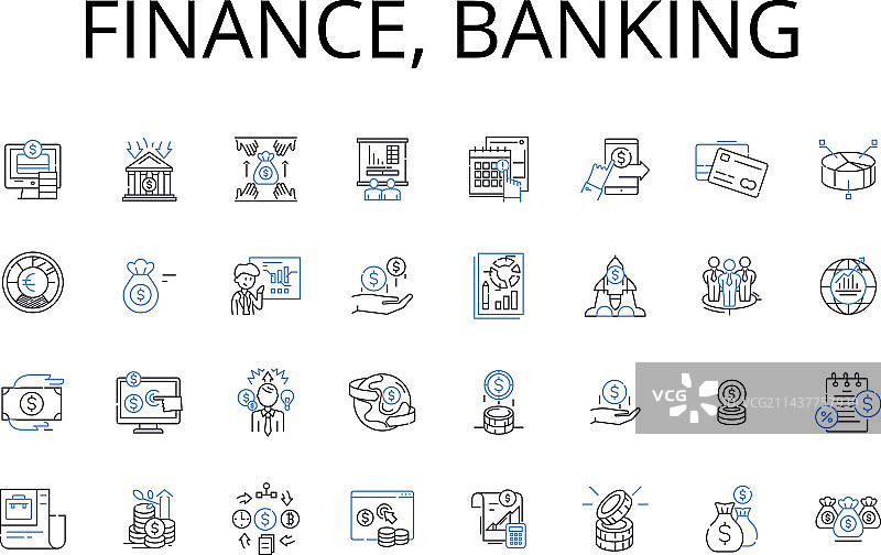 金融银行线条图标会计合集图片素材