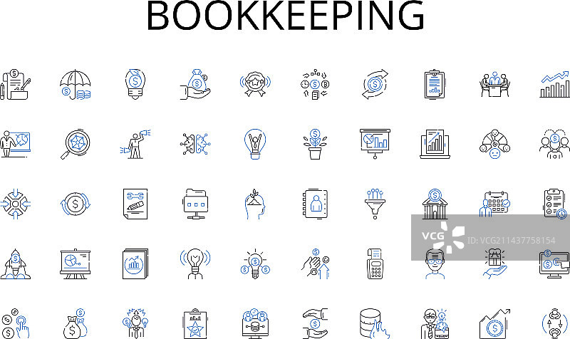 簿记线条图标合集图片素材