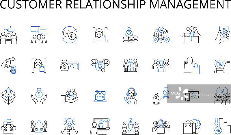 客户关系管理线性图标图片素材