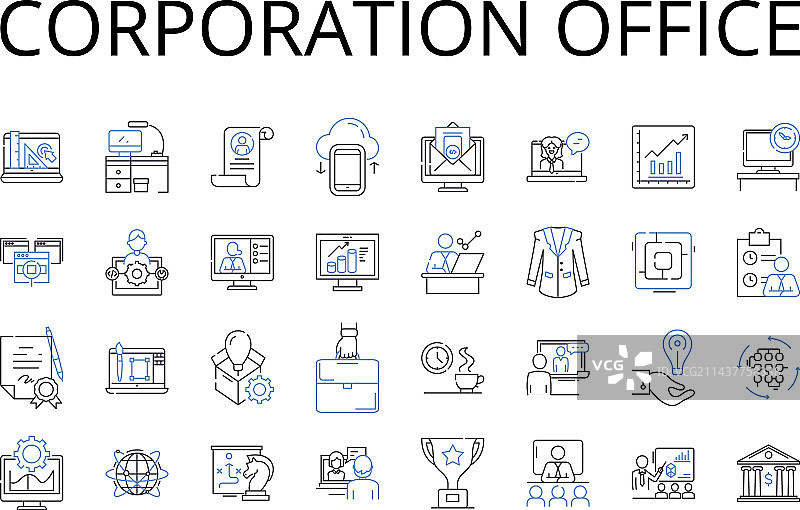 企业办公室系列线性图标图片素材