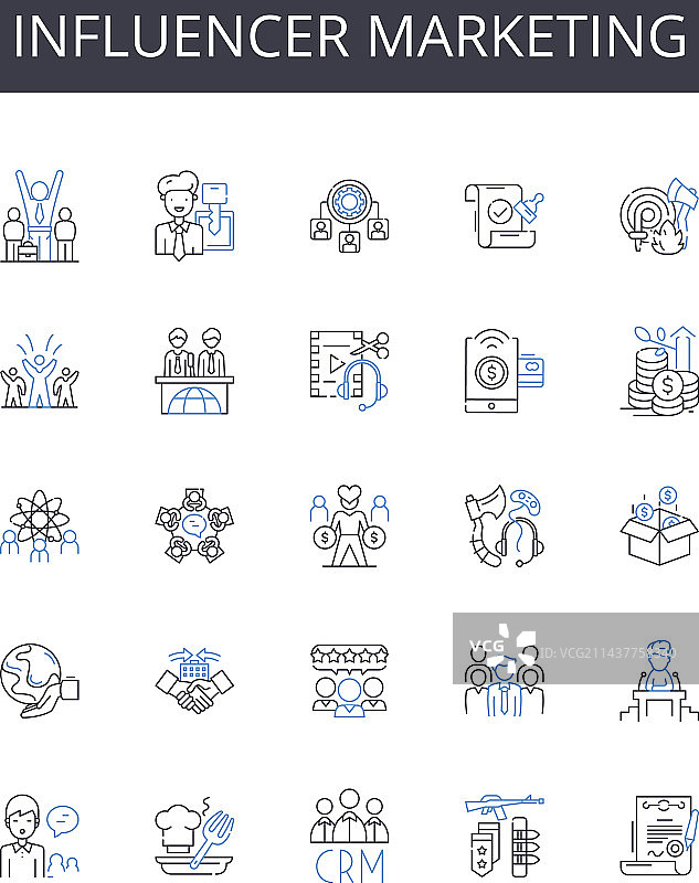 网红营销线性图标合集图片素材