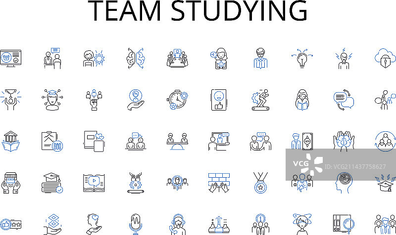 团队学习线性图标集合创意图片素材
