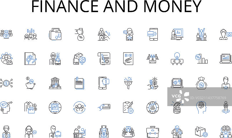 金融与货币线性图标合集图片素材