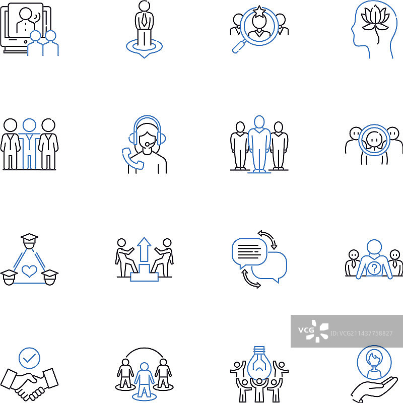 入职流程线性图标合集图片素材