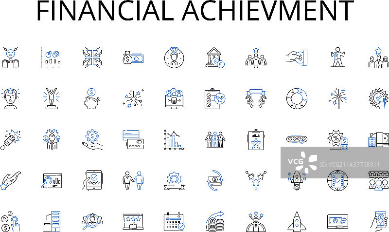 财务成就线性图标合集图片素材