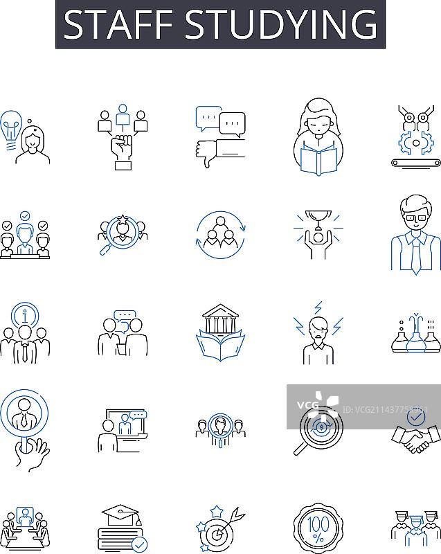 员工学习洞察力线性图标图片素材