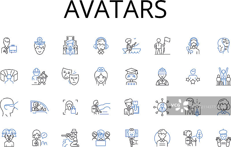 头像线性图标同志集合图片素材