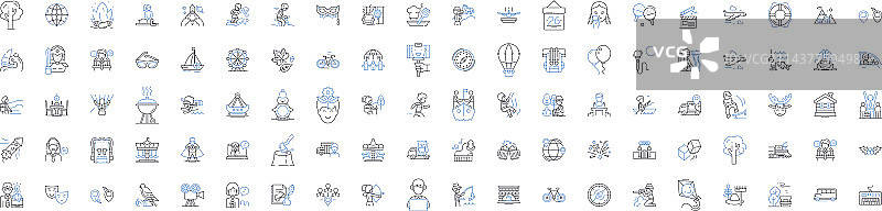 休闲时光线性图标合集图片素材