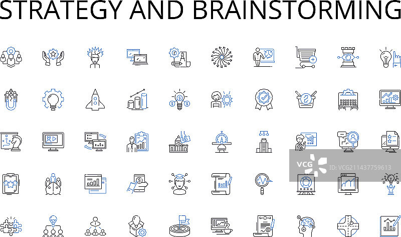 策略与头脑风暴线性图标合集图片素材