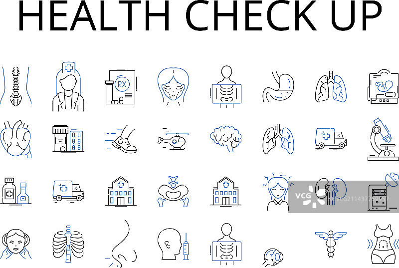 健康检查项目线性图标医疗合集图片素材