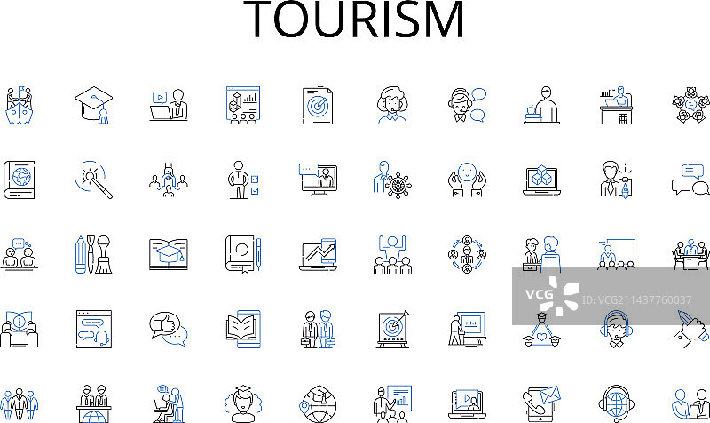 旅游线性图标合集：兄弟情谊与团结图片素材