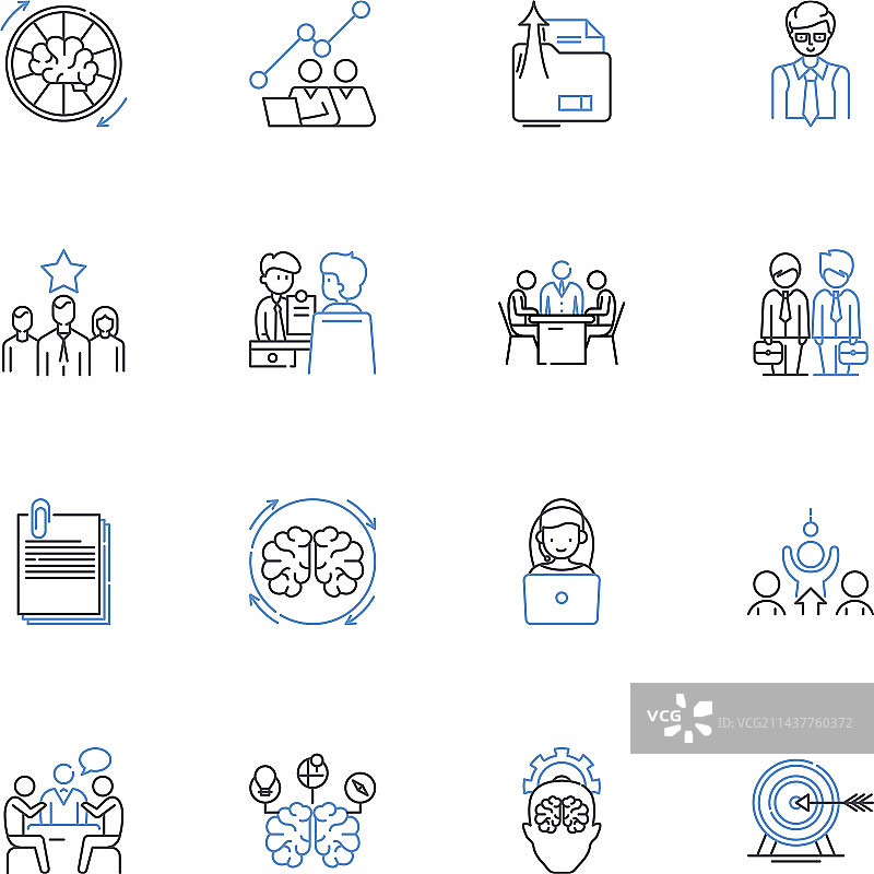 员工敬业度工作坊线性图标合集图片素材