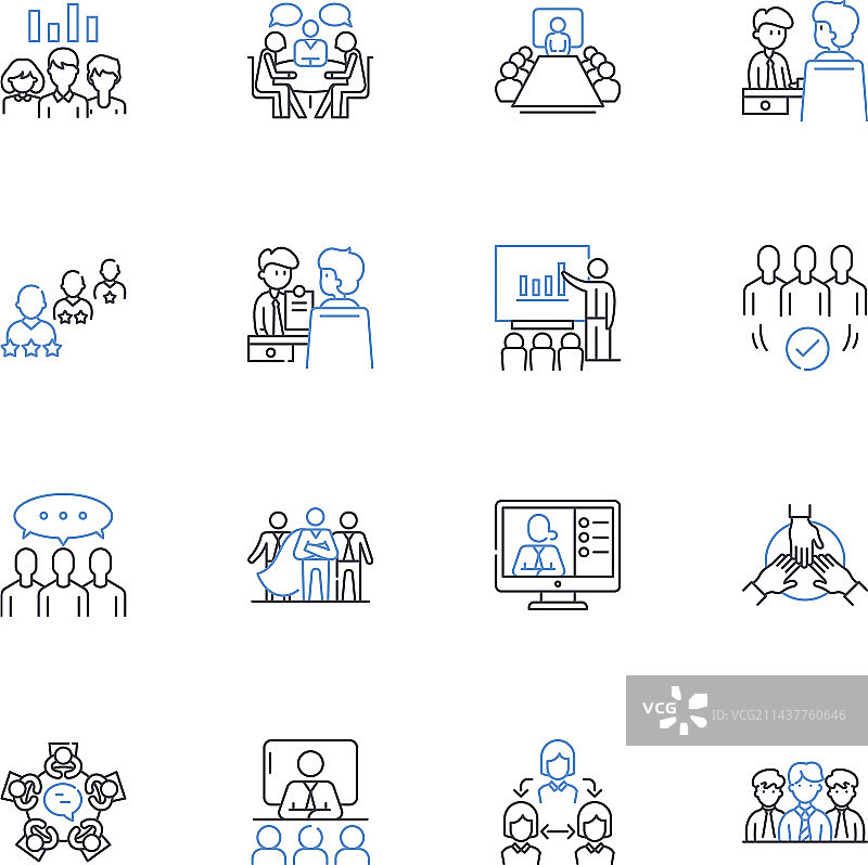 员工会议线性图标协作系列图片素材