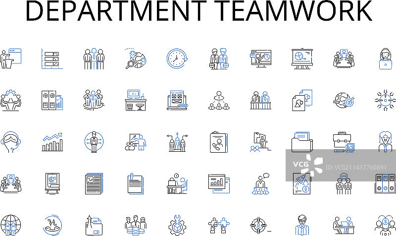 部门团队合作线条图标合集设计图片素材