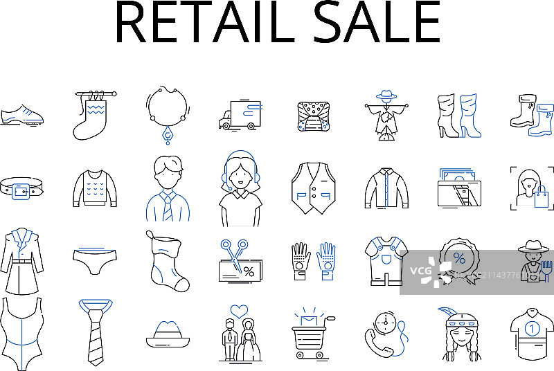 零售促销线条图标系列：批发贸易图片素材