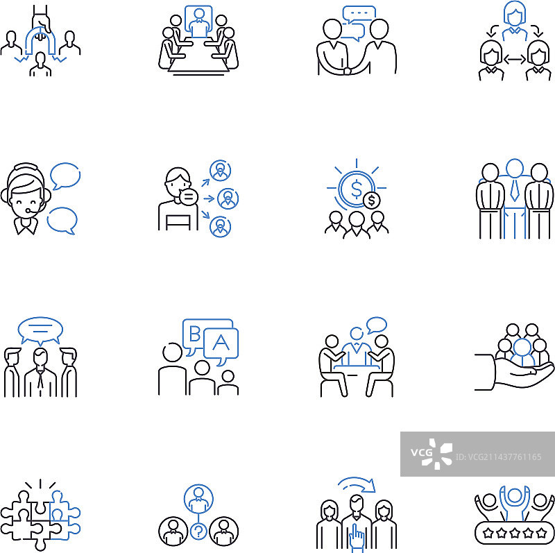 鸟类群落线条图标合集图片素材