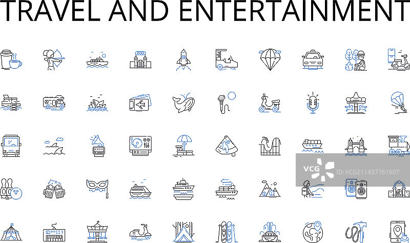 旅行和娱乐线性图标合集图片素材