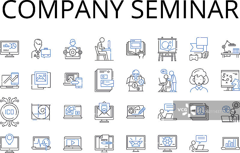 商务公司研讨会线性图标集图片素材